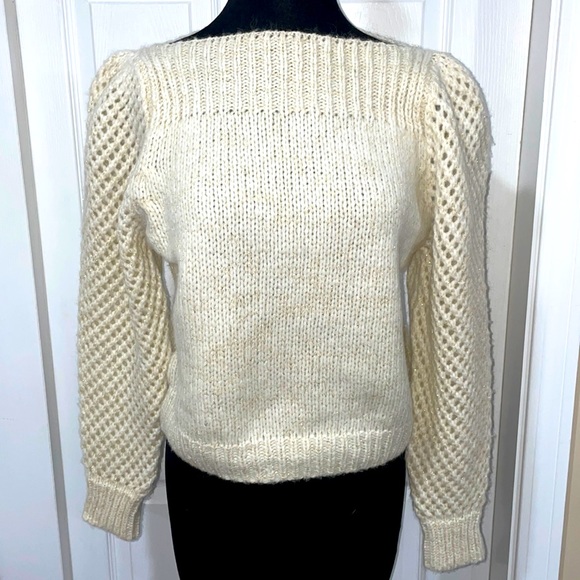 Loveshackfancy cream sweater with gold thread size S